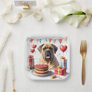 English Mastiff Bulldog Birthday  Paper Plates