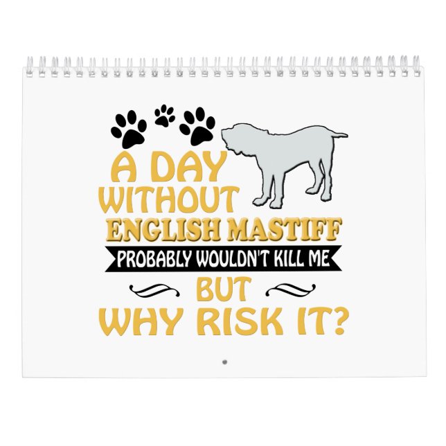 English Mastiff Calendar 2019 2020 Gifts Women Mom (Back)