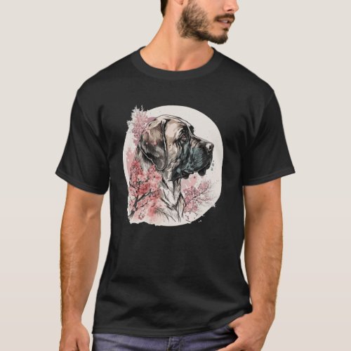 English Mastiff Cherry Blossom Dog Breed Japanese  T_Shirt
