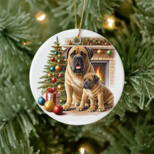 English Mastiff Christmas Ceramic Ornament