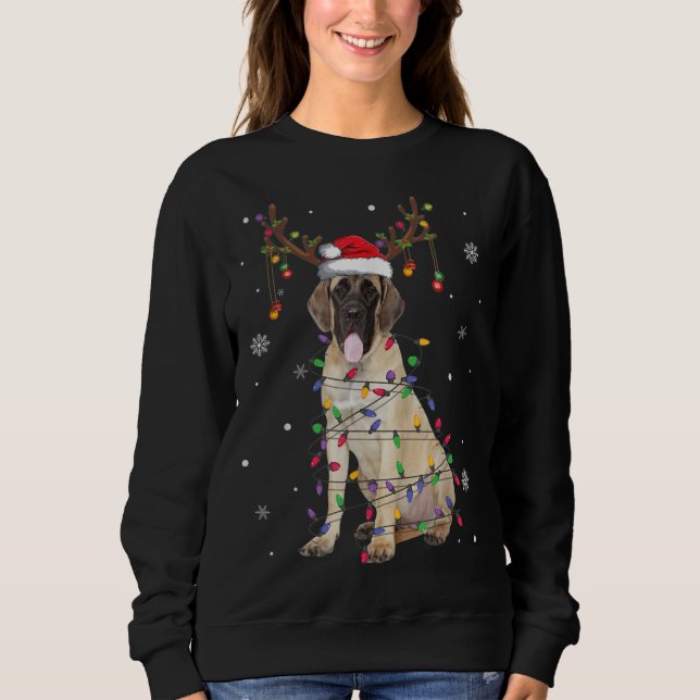 English Mastiff Christmas Reindeer Christmas Light Sweatshirt (Front)