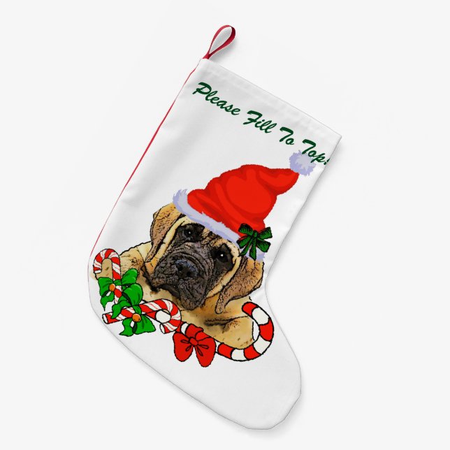 English Mastiff Christmas Small Christmas Stocking (Front (Hanging))