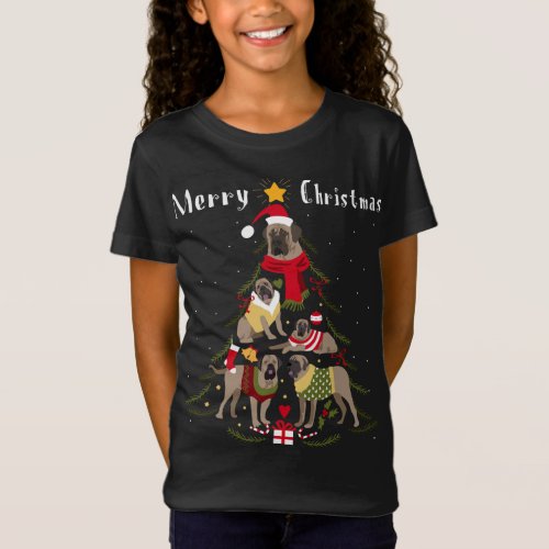 English Mastiff Christmas Tree Xmas Dog Lover T_Shirt