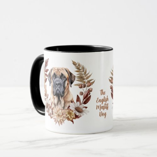 English Mastiff Dog Autumn Wreath Mug