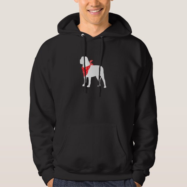 English Mastiff Dog Wearing Red Bandana Hoodie (Front)