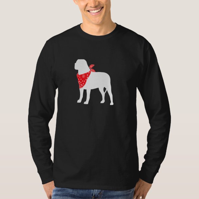 English Mastiff Dog Wearing Red Bandana T-Shirt (Front)