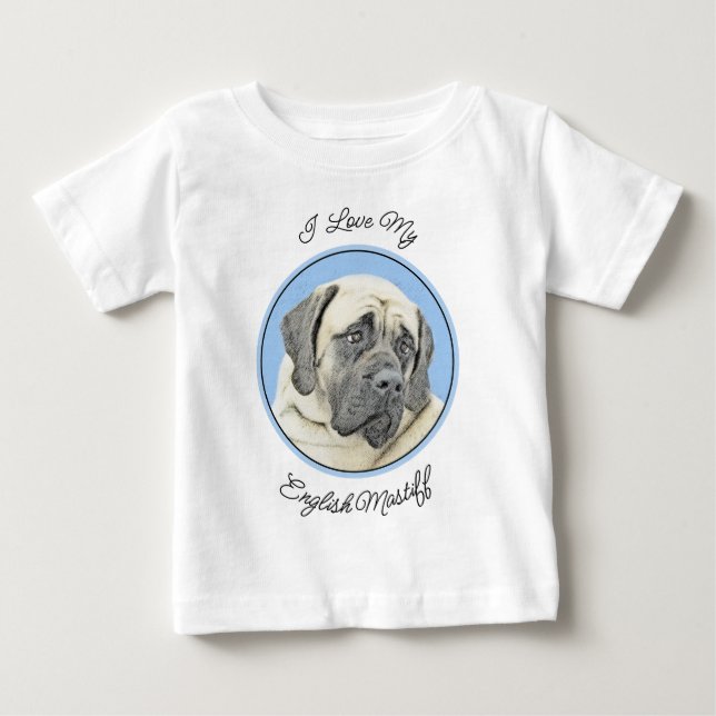 English Mastiff (Fawn) Painting - Original Dog Art Baby T-Shirt (Front)