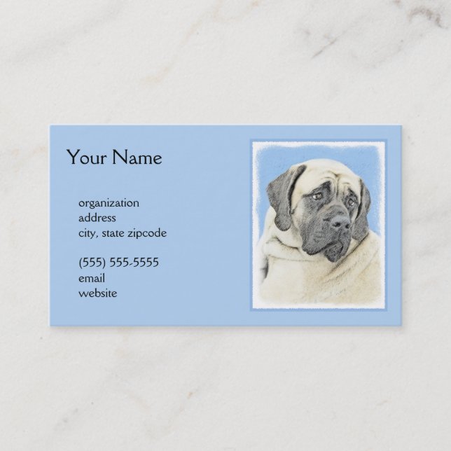 English Mastiff (Fawn) Painting - Original Dog Art Business Card (Front)