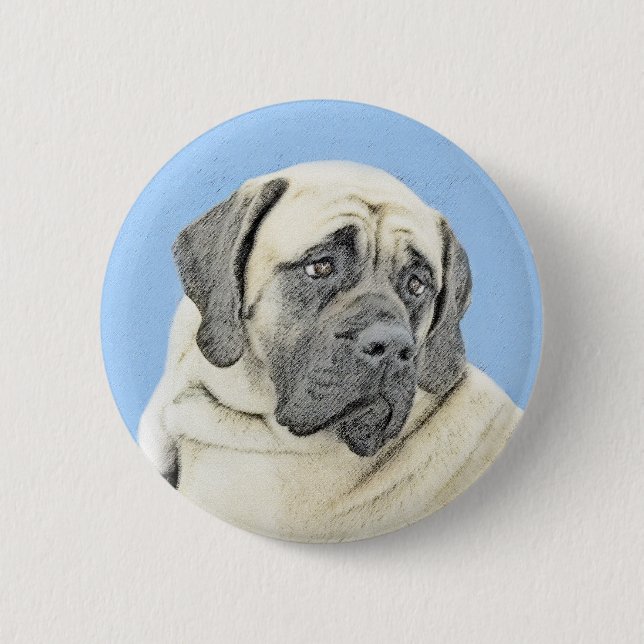 English Mastiff (Fawn) Painting - Original Dog Art Button (Front)
