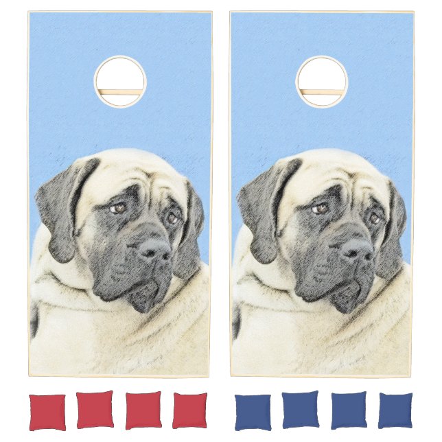 English Mastiff (Fawn) Painting - Original Dog Art Cornhole Set (Set)