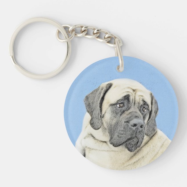 English Mastiff (Fawn) Painting - Original Dog Art Keychain (Front)