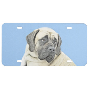 English Mastiff (Fawn) Painting - Original Dog Art License Plate
