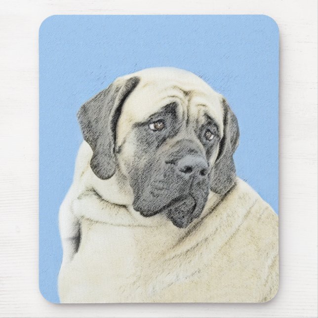 English Mastiff (Fawn) Painting - Original Dog Art Mouse Pad (Front)