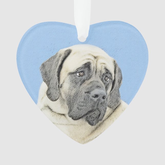 English Mastiff (Fawn) Painting - Original Dog Art Ornament (Front)