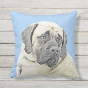 English Mastiff (Fawn) Painting - Original Dog Art Outdoor Pillow