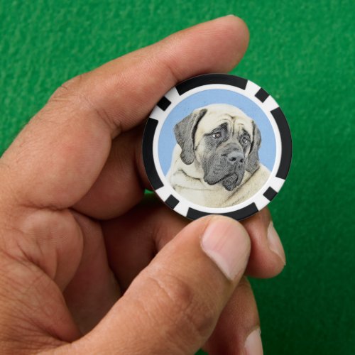 English Mastiff Fawn Painting _ Original Dog Art Poker Chips