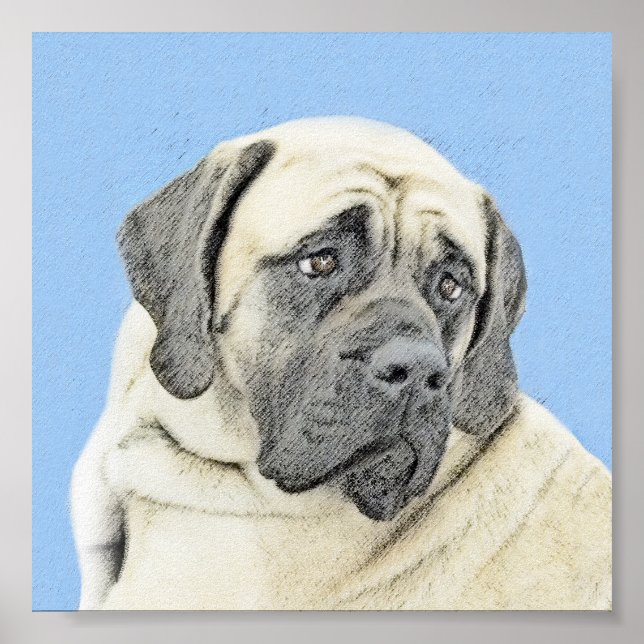 English Mastiff (Fawn) Painting - Original Dog Art Poster (Front)