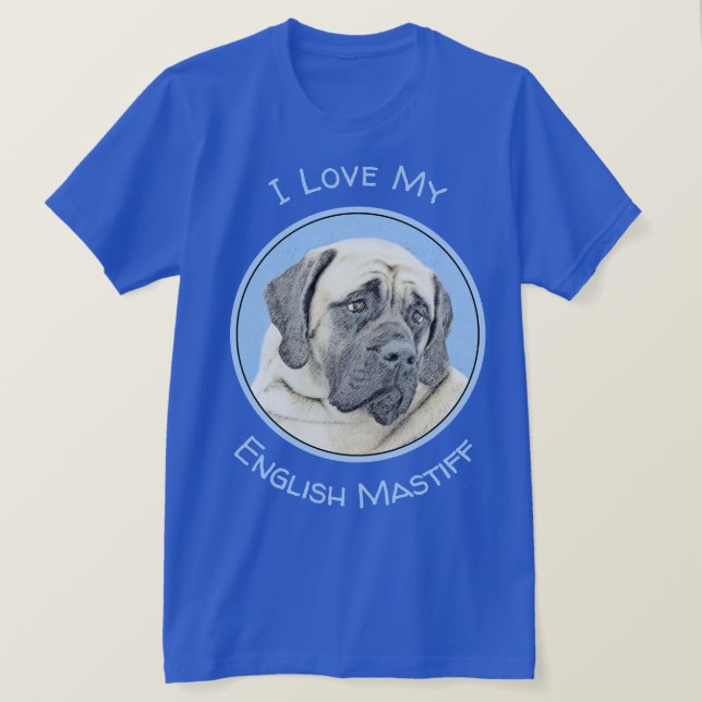 English Mastiff (Fawn) Painting - Original Dog Art T-Shirt (Design Front)