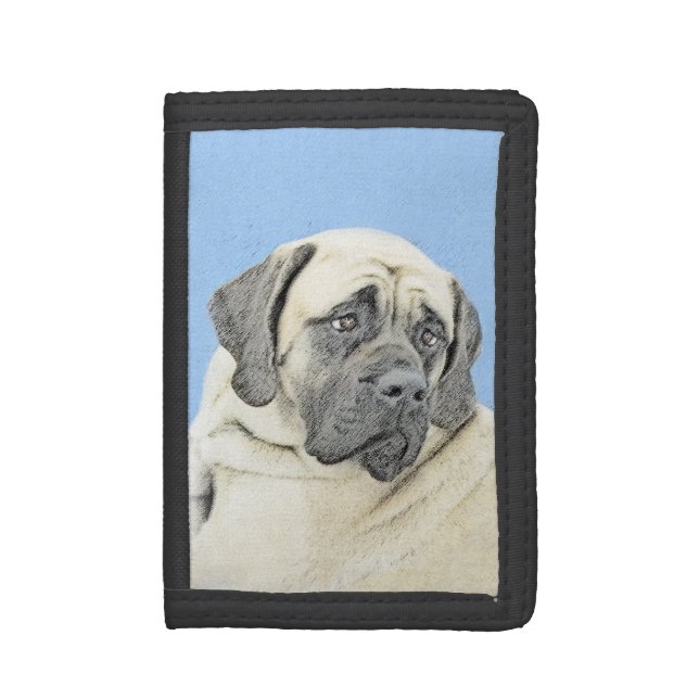 English Mastiff (Fawn) Painting - Original Dog Art Trifold Wallet (Front Vertical)