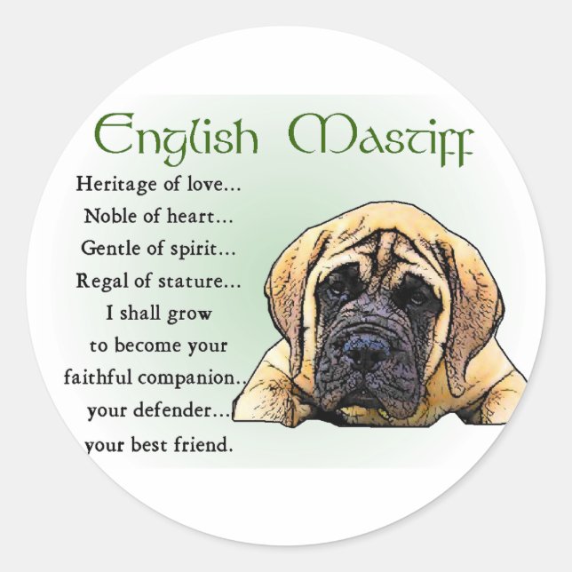 English Mastiff Heritage of Love Classic Round Sticker (Front)