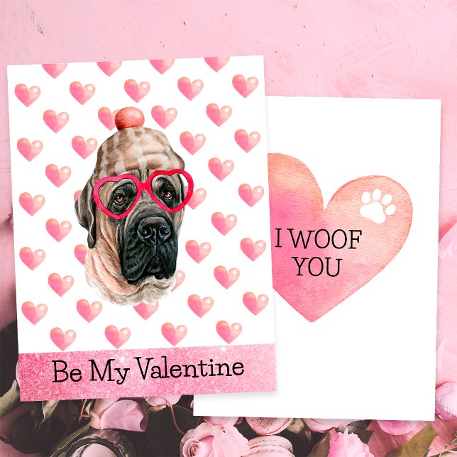 English Mastiff I Woof You Dog Valentine's Day Holiday Card (Creator Uploaded)