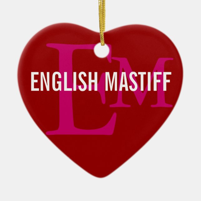 English Mastiff Monogram Design Ceramic Ornament (Front)