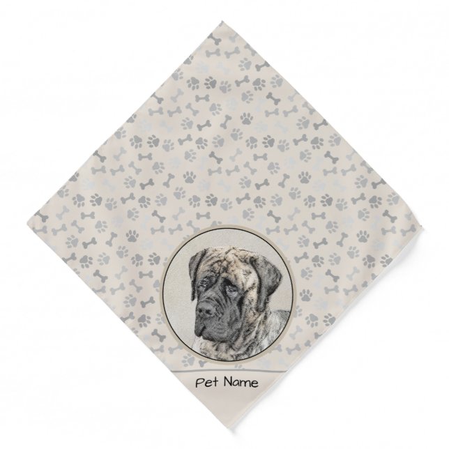 English Mastiff Painting Brindle Original Dog Art Bandana (Front)