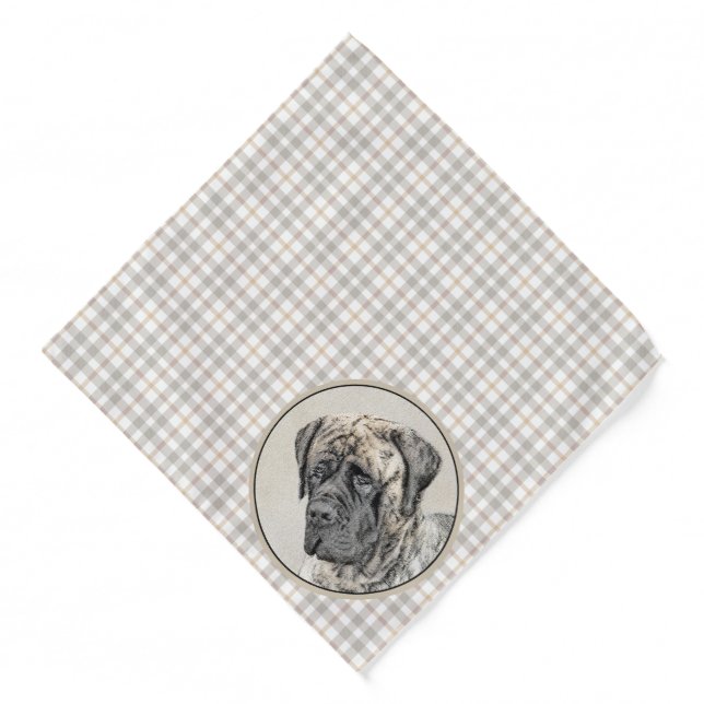 English Mastiff Painting Brindle Original Dog Art Bandana (Front)