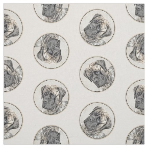 English Mastiff Painting Brindle Original Dog Art Fabric