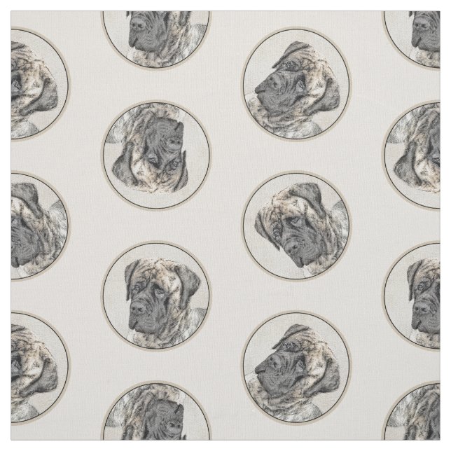 English Mastiff Painting Brindle Original Dog Art Fabric (Swatch)