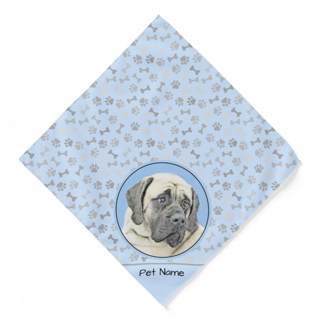 English Mastiff Painting Fawn Original Pet Dog Art Bandana (Front)