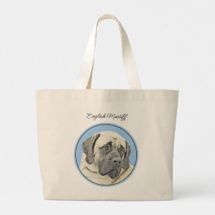 English Mastiff Painting Fawn Original Pet Dog Art Large Tote Bag