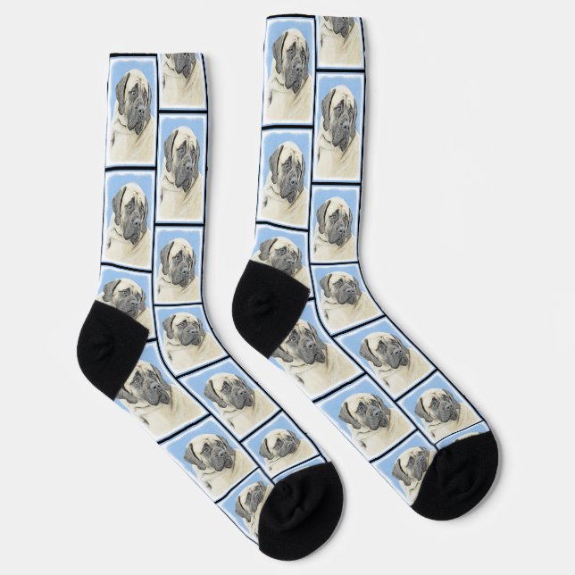 English Mastiff Painting Fawn Original Pet Dog Art Socks (Right)