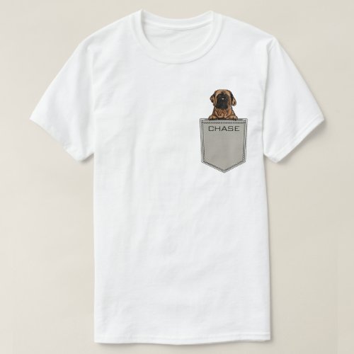 English Mastiff Upload Your Pet Name Custom Pocket T_Shirt