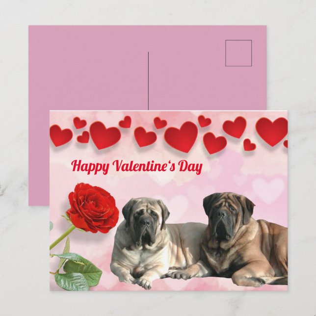 English Mastiff Valentine's Day card (Front/Back)