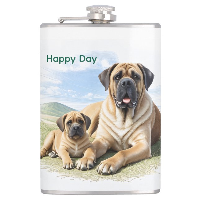 English Mastiff with child on vacation Flask (Front)