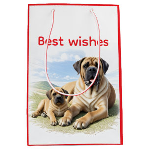 English Mastiff with child on vacation Medium Gift Bag