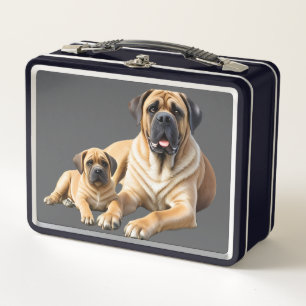 English Mastiff with child on vacation Metal Lunch Box