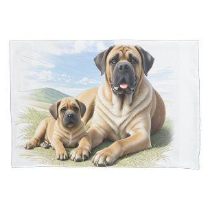 English Mastiff with child on vacation Pillow Case