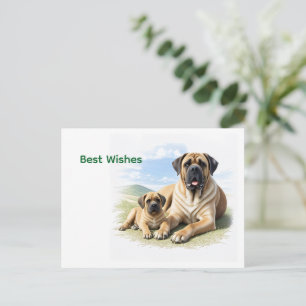 English Mastiff with child on vacation Postcard