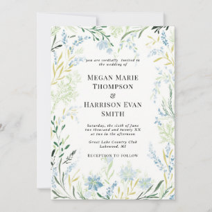 English Meadow Delicate Flower Wedding Invitation