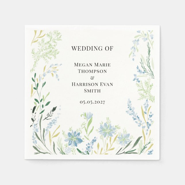 English Meadow Delicate Flower Wedding  Napkins (Front)