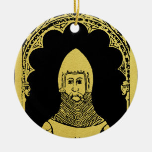 English Medieval Portrait 1355 John, Lord Cobham Ceramic Ornament