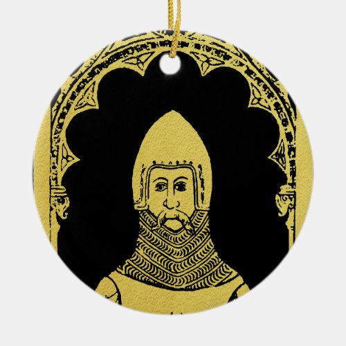English Medieval Portrait 1355 John Lord Cobham Ceramic Ornament