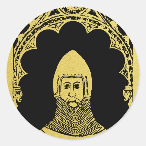 English Medieval Portrait 1355 John Lord Cobham Classic Round Sticker