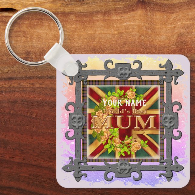 English Mom  custom  Keychain (Front)