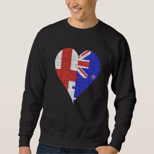 English New Zealander Flag Heart Sweatshirt