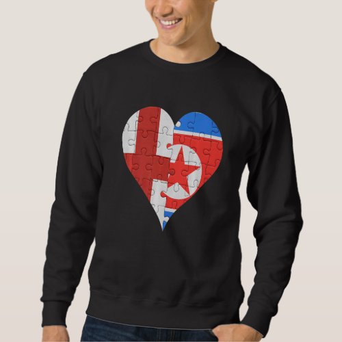 English North Korean Flag Heart Sweatshirt