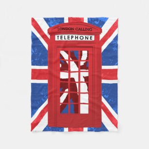 English Phone Booth, Union Jack Fleece Blanket