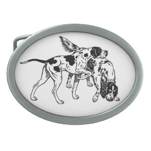 english pointer and setter oval belt buckle